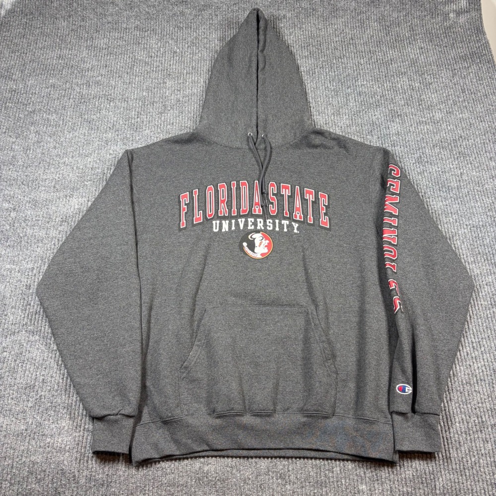Champion Hoodie Men's L Florida State University‎ Seminoles Gray Pullover FSU